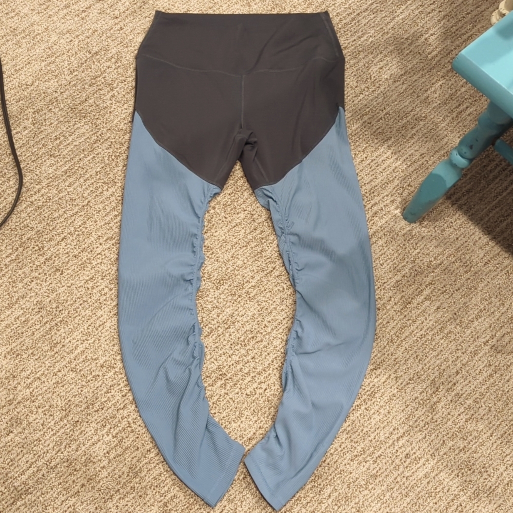 ZYIA Active Storm Parallel 7/8 Luxe Leggings Blue Size 6-8 Medium-Large Ribbed